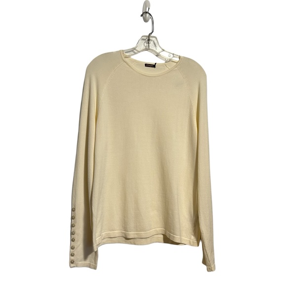 J. McLaughlin Cream Sweater with Button Sleeves - L - Picture 4 of 9